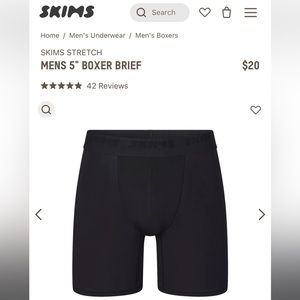 NWT SKIMS men’s boxer brief XL obsidian black 5” inseam